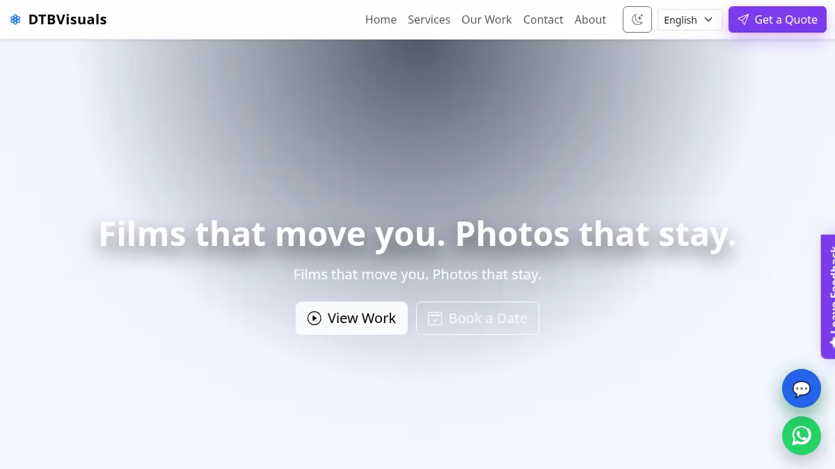DTBVisuals photography portfolio website designed and developed by DTDESK
